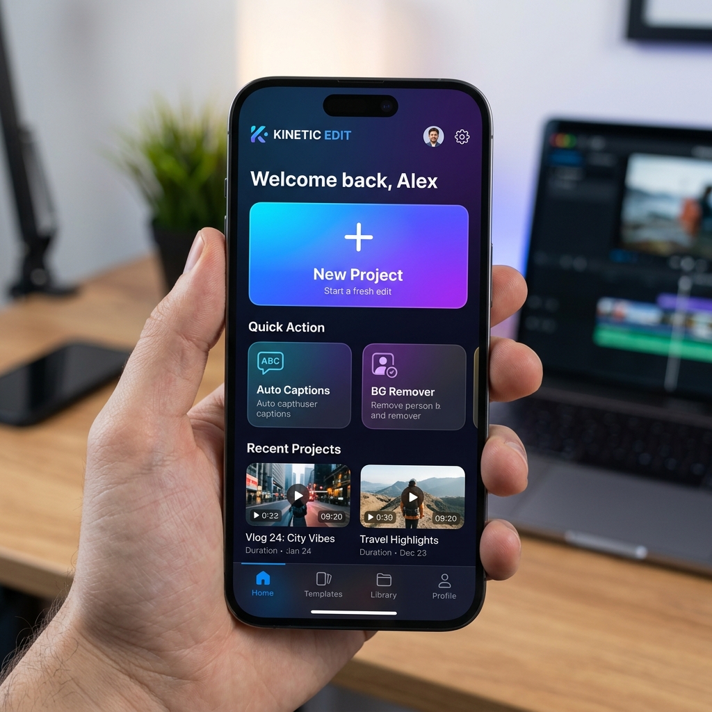 CapCut home screen with project management layout