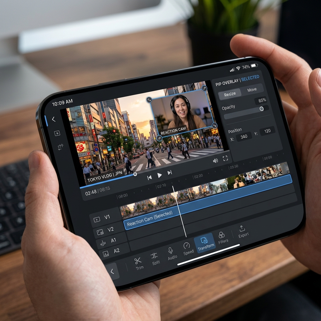 CapCut overlay editing interface mockup